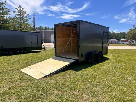 New 2026 Luxe 7X14 Enclosed Trailer-3500LB Tandem Axle-Charcoal Poly-Blackout