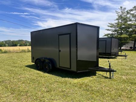 New 2026 Luxe 7X14 Enclosed Trailer-3500LB Tandem Axle-Charcoal Poly-Blackout