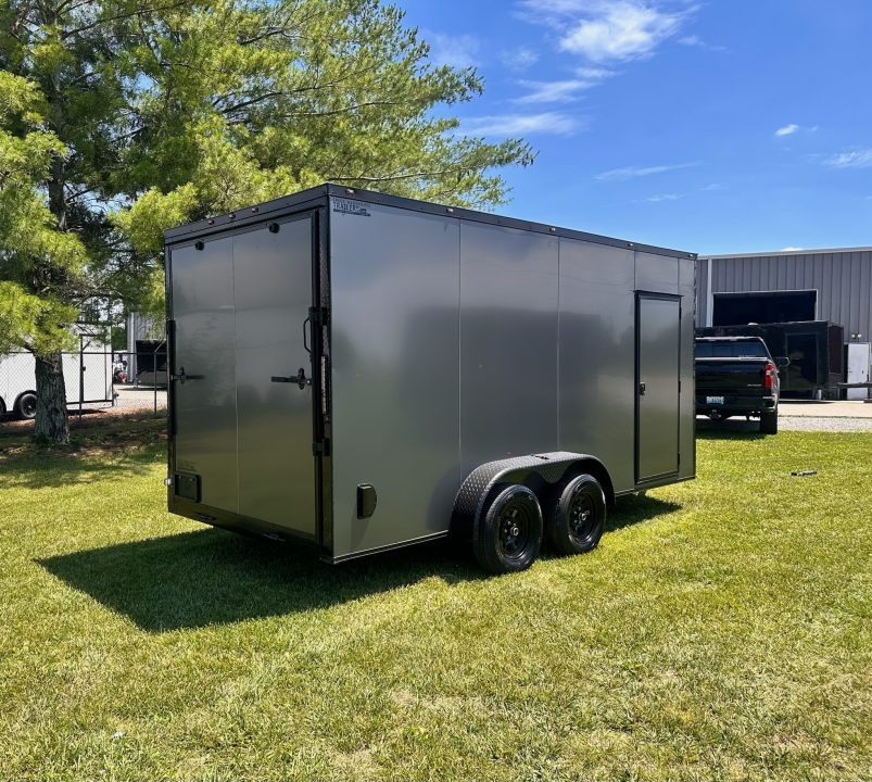 New 2026 Luxe 7x16 Enclosed Trailer- 3500LB Tandem Axle -Charcoal Poly-Blackout