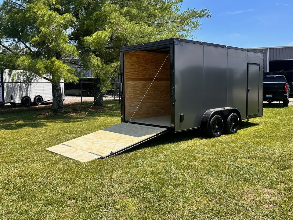 New 2026 Luxe 7x16 Enclosed Trailer- 3500LB Tandem Axle -Charcoal Poly-Blackout