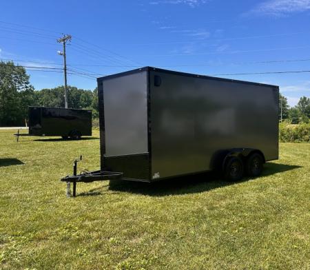 New 2026 Luxe 7x16 Enclosed Trailer- 3500LB Tandem Axle -Charcoal Poly-Blackout