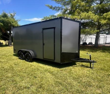 New 2026 Luxe 7x16 Enclosed Trailer- 3500LB Tandem Axle -Charcoal Poly-Blackout