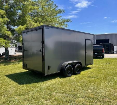 New 2026 Luxe 7x16 Enclosed Trailer- 3500LB Tandem Axle -Charcoal Poly-Blackout