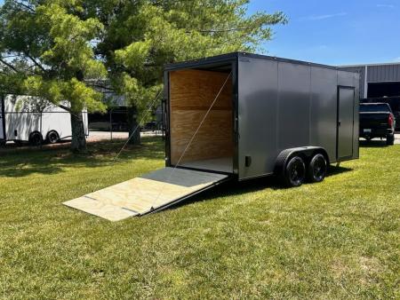 New 2026 Luxe 7x16 Enclosed Trailer- 3500LB Tandem Axle -Charcoal Poly-Blackout