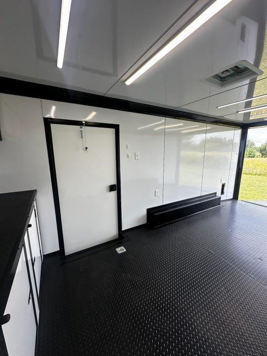 New 2026 Luxe 8.5X18 Race Trailer - Finished Interior-5200LB Torsion Axle-White Poly-Blackout