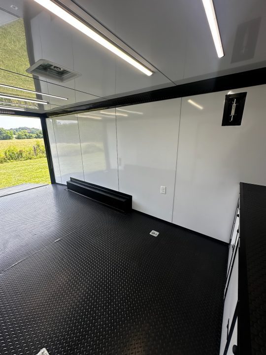 New 2026 Luxe 8.5X18 Race Trailer - Finished Interior-5200LB Torsion Axle-White Poly-Blackout
