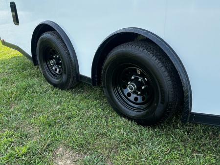 New 2026 Luxe 8.5X18 Race Trailer - Finished Interior-5200LB Torsion Axle-White Poly-Blackout
