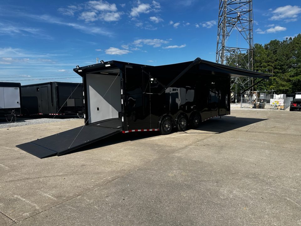 New 2026 Rock Solid Cargo 8.5x28 Race Trailer-Finished Interior- Interior-Triple 7000 TORSIONS -HD RAMP-AWNING -E-TRACK-BOGEY WHEELS