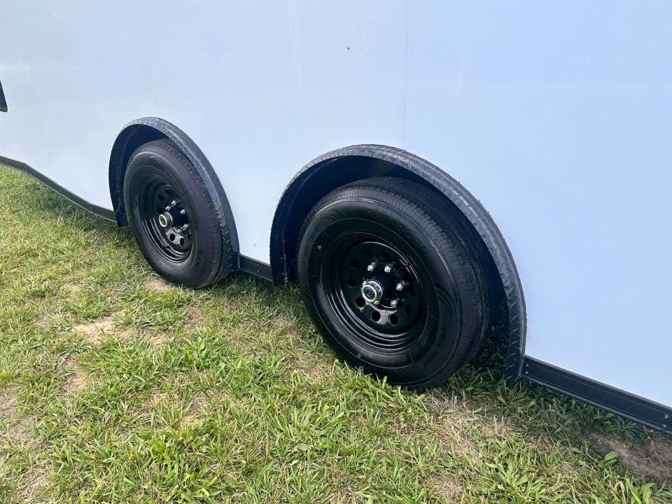 New 2026 Luxe 8.5x24 Racing Trailer Finished Interior- 5200 Tandem Axle-White-Blackout