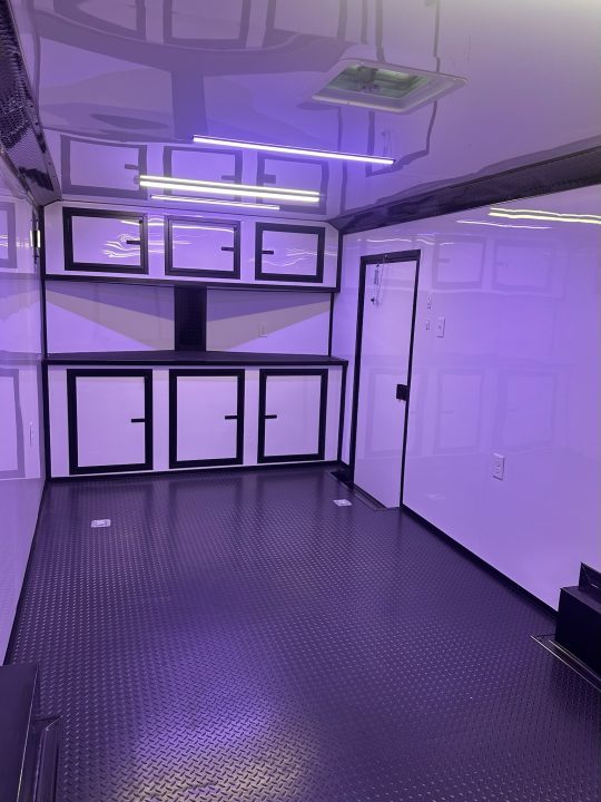 New 2026 Luxe 8.5x24 Racing Trailer Finished Interior- 5200 Tandem Axle-White-Blackout