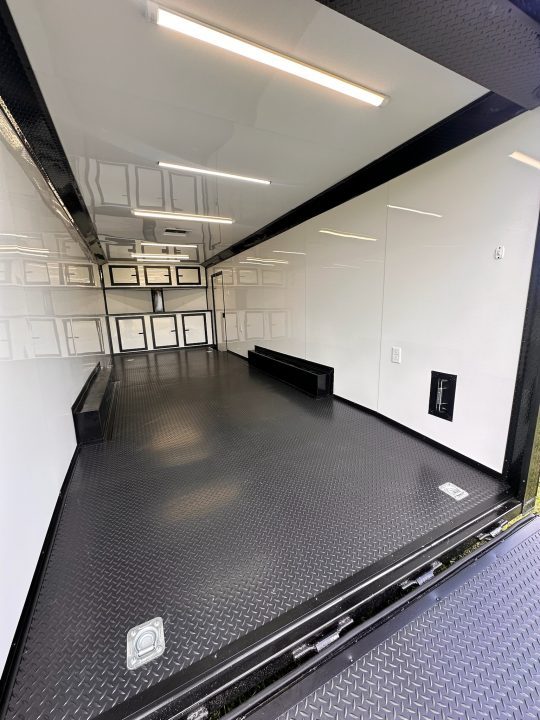 New 2026 Luxe 8.5x24 Racing Trailer Finished Interior- 5200 Tandem Axle-White-Blackout