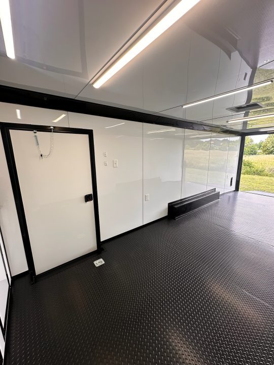New 2026 Luxe 8.5x24 Racing Trailer Finished Interior- 5200 Tandem Axle-White-Blackout
