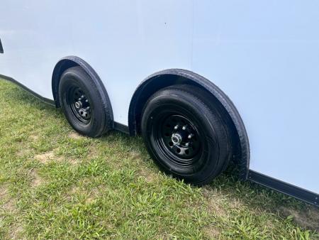 New 2026 Luxe 8.5x24 Racing Trailer Finished Interior- 5200 Tandem Axle-White-Blackout