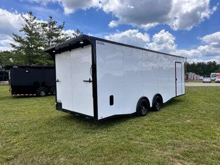 New 2026 Luxe 8.5x24 Racing Trailer Finished Interior- 5200 Tandem Axle-White-Blackout