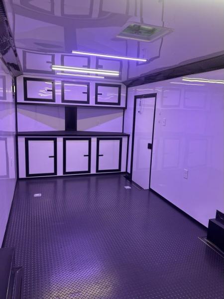 New 2026 Luxe 8.5x24 Racing Trailer Finished Interior- 5200 Tandem Axle-White-Blackout