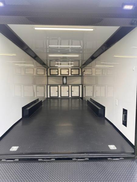 New 2026 Luxe 8.5x24 Racing Trailer Finished Interior- 5200 Tandem Axle-White-Blackout
