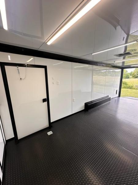New 2026 Luxe 8.5x24 Racing Trailer Finished Interior- 5200 Tandem Axle-White-Blackout