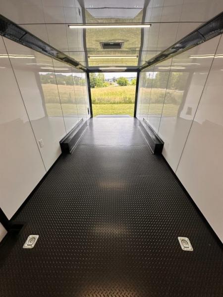 New 2026 Luxe 8.5x24 Racing Trailer Finished Interior- 5200 Tandem Axle-White-Blackout