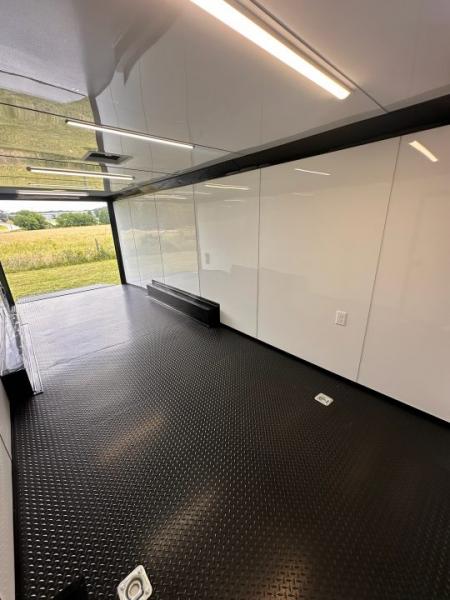 New 2026 Luxe 8.5x24 Racing Trailer Finished Interior- 5200 Tandem Axle-White-Blackout