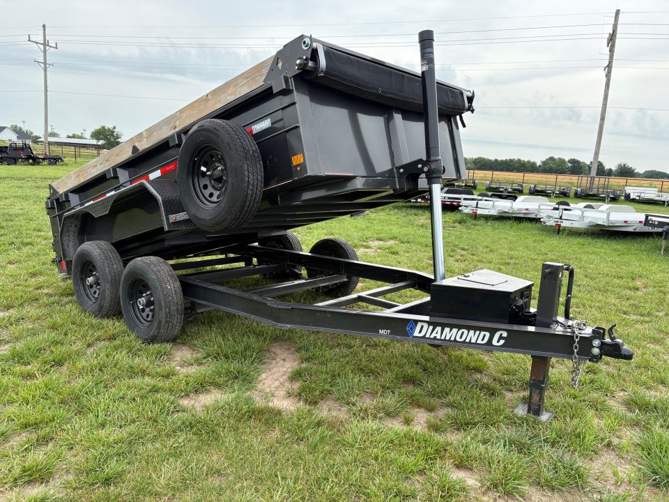 Used 2023 Diamond C 72x12 Tandem 12K Telescopic Dump Trailer W/ Wireless Remote & Solar Panel