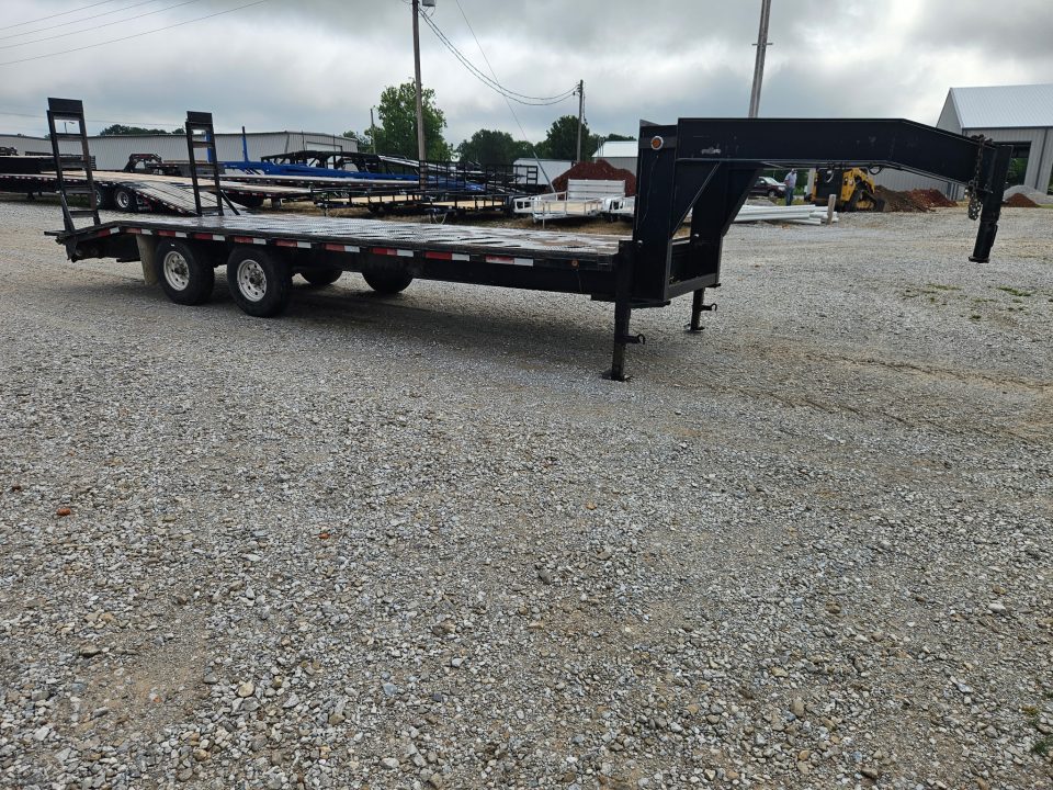 Used 2006 DJTW 102X24 TANDEM LO-PRO GOOSENECK W/STEEL FLOOR 7K TORSION AXLES ALUMINUM WHEELS & STANDUP RAMPS