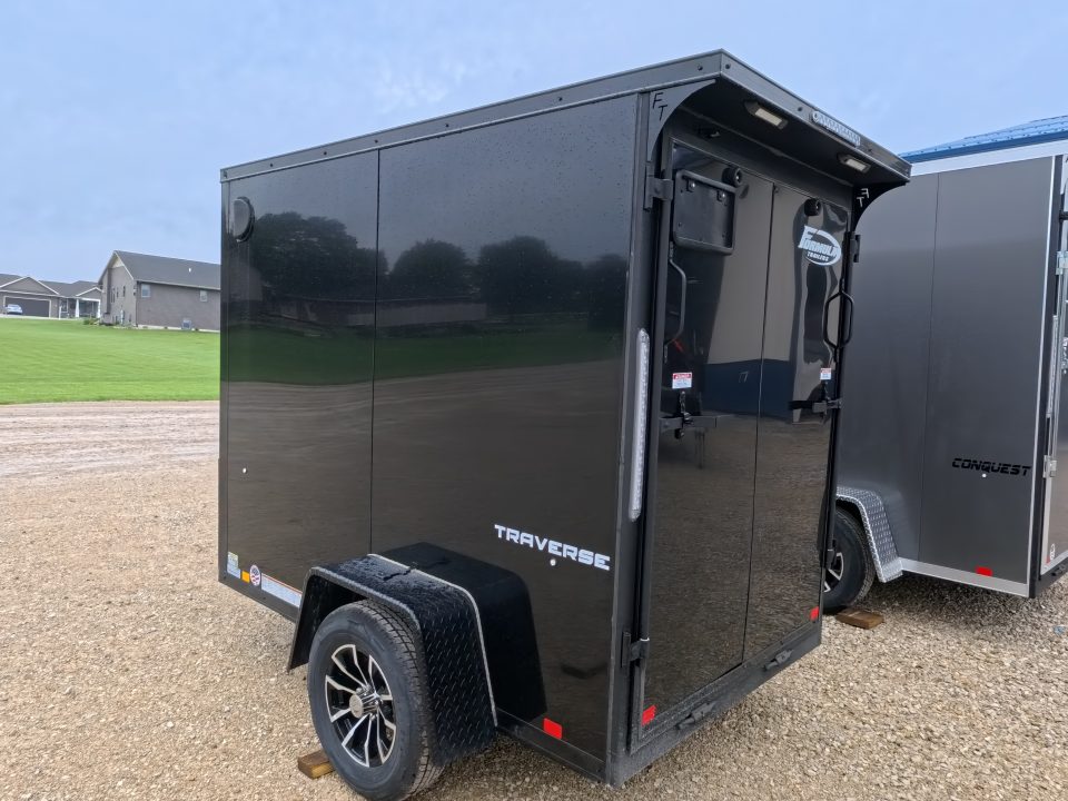 New 2026 Formula Trailers 5 x 8 x 6 Traverse Flat Top V-Nose with 3K GVWR, Rear Flare ,LED Loading Light, 5,000 lb. Steel Plate D-Rings, & Ramp Extension