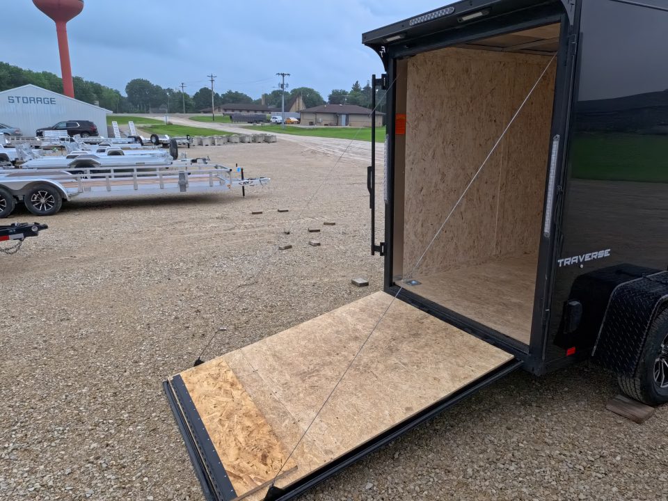 New 2026 Formula Trailers 5 x 8 x 6 Traverse Flat Top V-Nose with 3K GVWR, Rear Flare ,LED Loading Light, 5,000 lb. Steel Plate D-Rings, & Ramp Extension