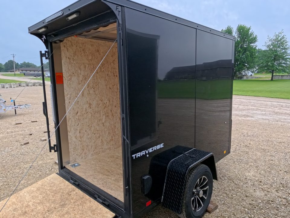 New 2026 Formula Trailers 5 x 8 x 6 Traverse Flat Top V-Nose with 3K GVWR, Rear Flare ,LED Loading Light, 5,000 lb. Steel Plate D-Rings, & Ramp Extension
