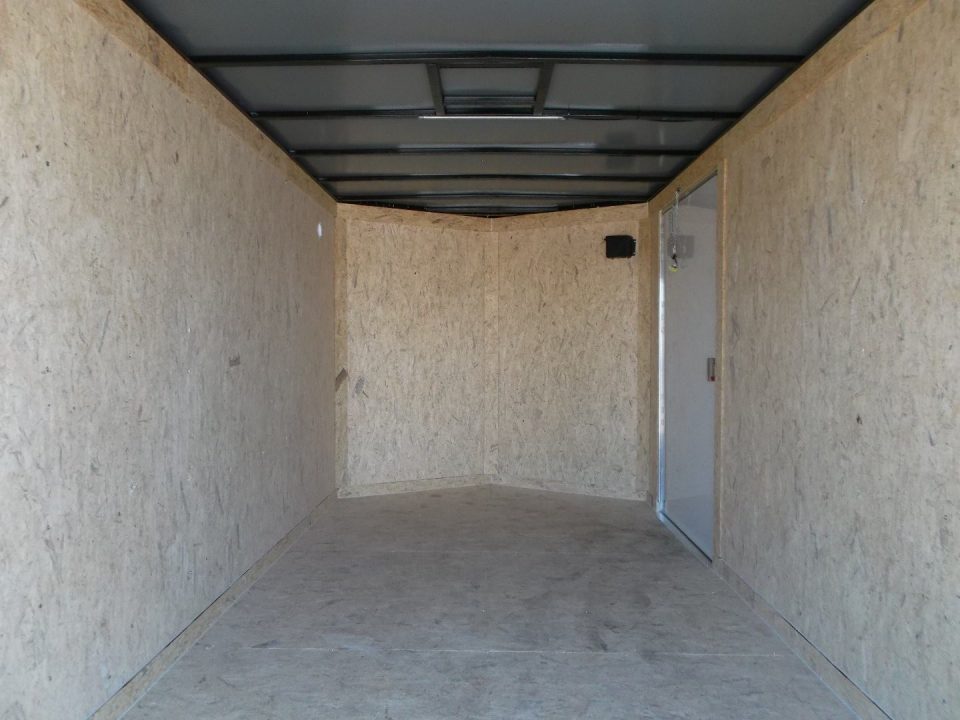 New 2026 Covered Wagon Trailers 7x16 Cargo Trailer / Enclosed Trailer / 7ft Interior / Double Barn Doors / 48" RV Side Door / LED's / .080 White Poly Core