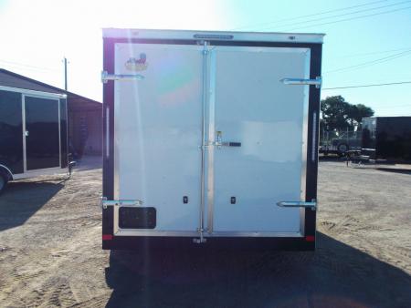 New 2026 Covered Wagon Trailers 7x16 Cargo Trailer / Enclosed Trailer / 7ft Interior / Double Barn Doors / 48" RV Side Door / LED's / .080 White Poly Core