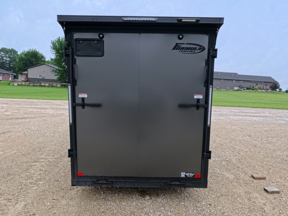 New 2026 Formula Trailers 6' x 12' x 6'6" Charcoal with Black Trim Traverse Flat Top V-Nose with 3K GVWR, ST205/75 R 15 Tires, Rear Flare w/ LED Load Light , Ramp Extension