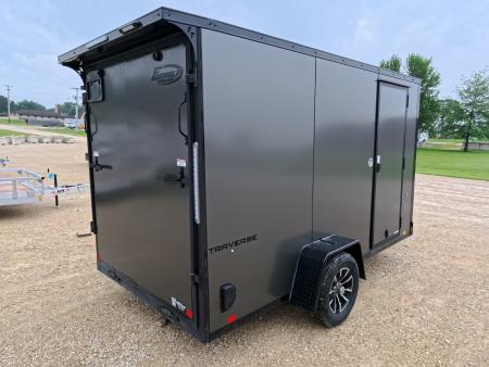 New 2026 Formula Trailers 6' x 12' x 6'6" Charcoal with Black Trim Traverse Flat Top V-Nose with 3K GVWR, ST205/75 R 15 Tires, Rear Flare w/ LED Load Light , Ramp Extension
