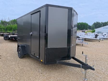 New 2026 Formula Trailers 6' x 12' x 6'6" Charcoal with Black Trim Traverse Flat Top V-Nose with 3K GVWR, ST205/75 R 15 Tires, Rear Flare w/ LED Load Light , Ramp Extension