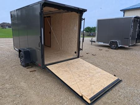 New 2026 Formula Trailers 6' x 12' x 6'6" Charcoal with Black Trim Traverse Flat Top V-Nose with 3K GVWR, ST205/75 R 15 Tires, Rear Flare w/ LED Load Light , Ramp Extension