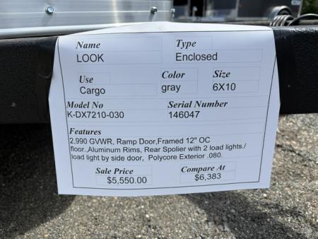 New 2026 Look Trailers 6X10 , 6 ft. height , 2,990 lb. GVWR Cargo / Enclosed Trailer