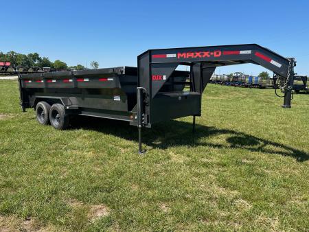 Used 2023 MAXX-D 83x16 Tandem 14K GN Dump w/ 8K Axles, Hydraulic Jacks, & Flare Sides