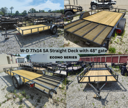 New 2026 WD Trailers 77x14 SA, Straight deck with 48  gate or 2' dovetail with 30  gate, 3.5K axle, ECONO Series Utility Trailer