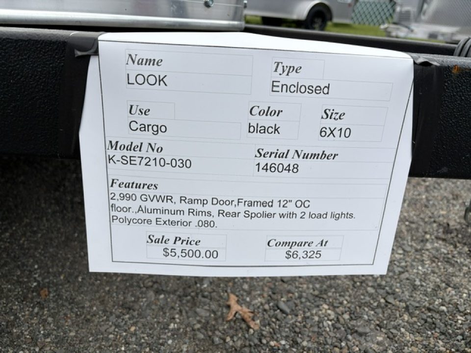 New 2026 Look Trailers 6X10 , 6 ft. height , 2,990 lb. GVWR Cargo / Enclosed Trailer