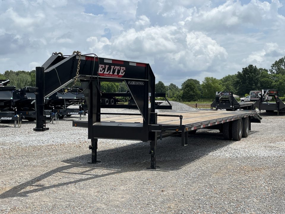 Used 2021 Elite 102"X32' 22.5K GVWR Gooseneck Flatbed Trailer