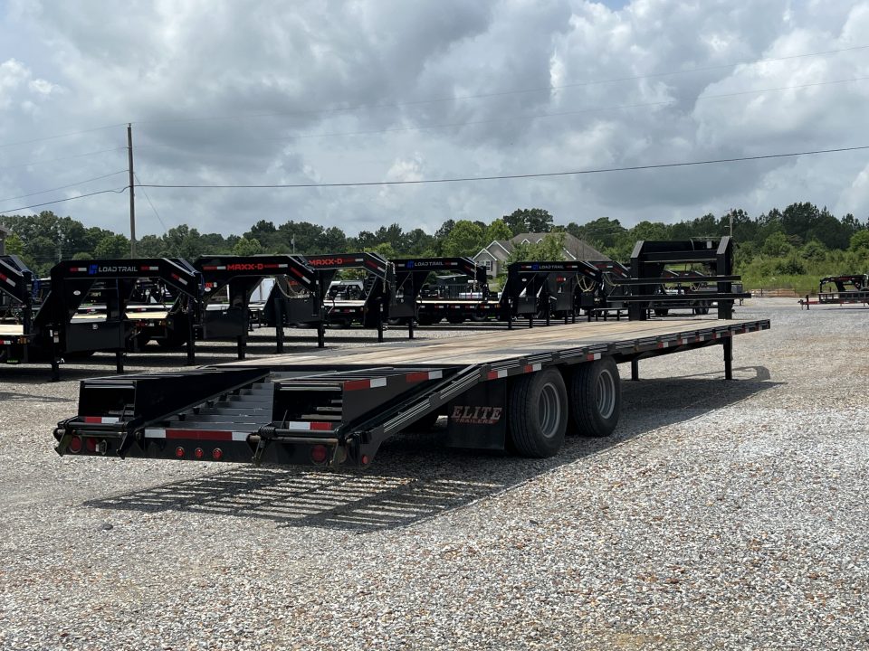 Used 2021 Elite 102"X32' 22.5K GVWR Gooseneck Flatbed Trailer