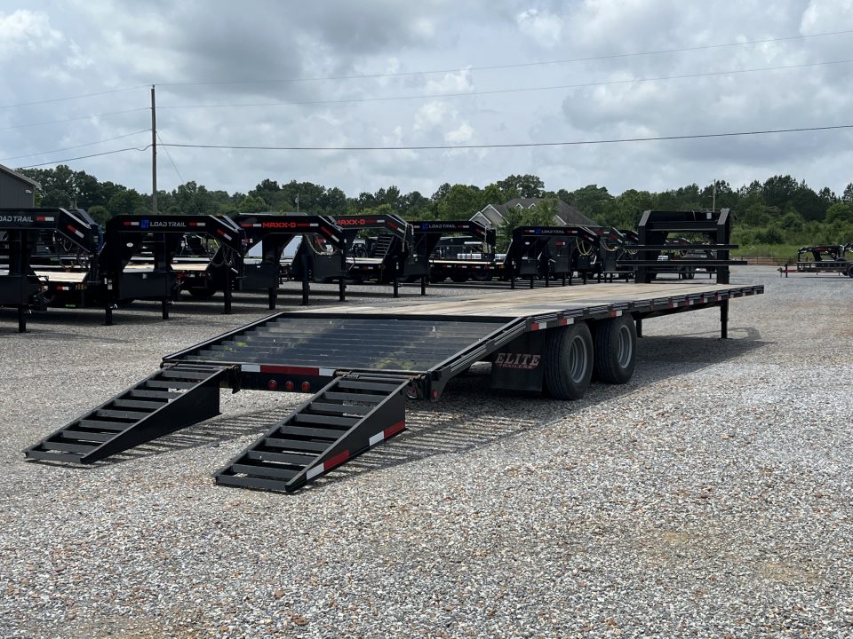 Used 2021 Elite 102"X32' 22.5K GVWR Gooseneck Flatbed Trailer