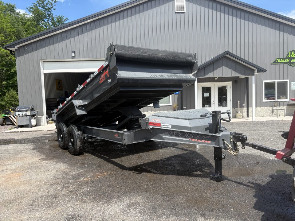 New 2026 Horizon Trailers 14' 14K Dump Trailer w/ Stabilizer Jacks and Extension Brackets