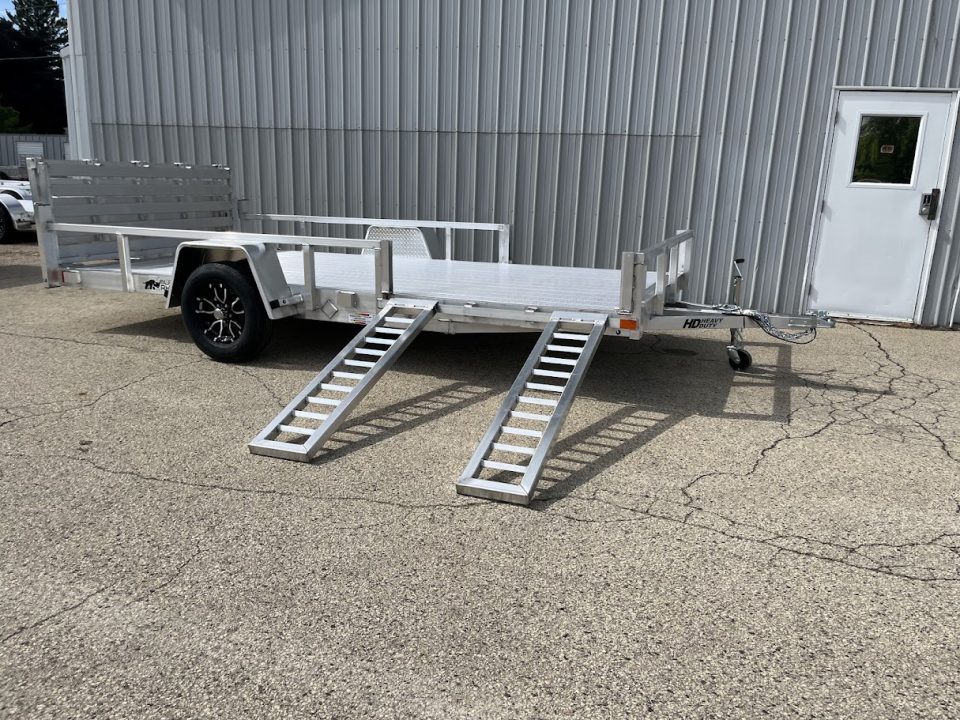 New 2026 Black Rhino Aluminum 81"X14' LSS714A w/ Side Load Ramps & Bi-Fold Gate Utility Trailer