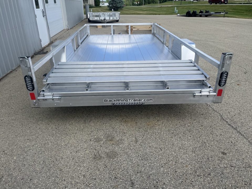 New 2026 Black Rhino Aluminum 81"X14' LSS714A w/ Side Load Ramps & Bi-Fold Gate Utility Trailer