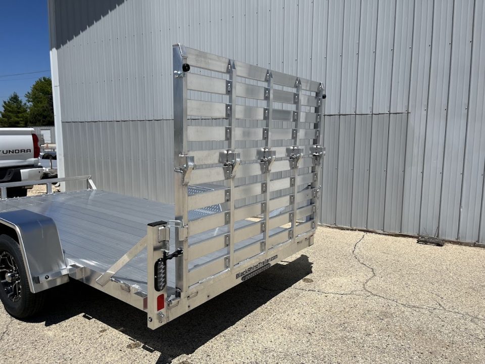 New 2026 Black Rhino Aluminum 6'x12' UTS612A w/ No Side Rails & Bi-Fold Gate Utility Trailer