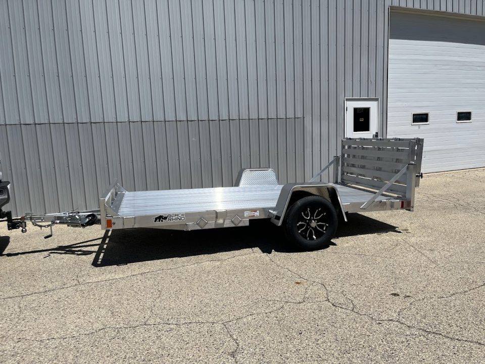 New 2026 Black Rhino Aluminum 6'x12' UTS612A w/ No Side Rails & Bi-Fold Gate Utility Trailer