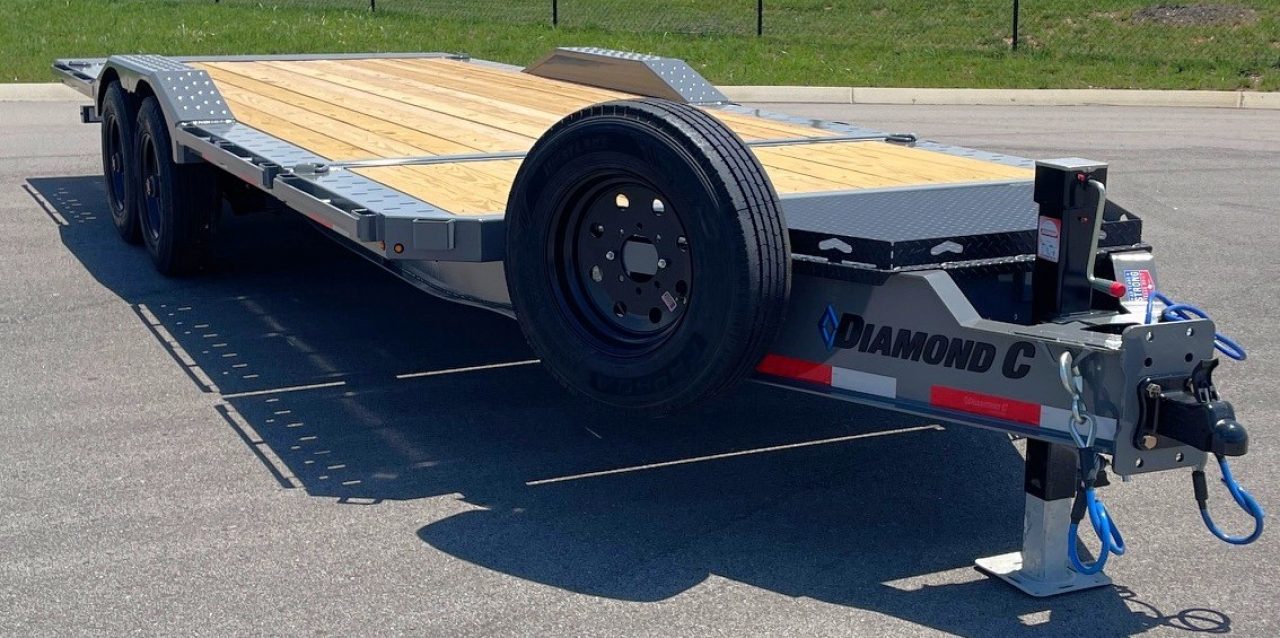 New Diamond C 22' HXD-210 Gravity Tilt Equipment Trailer 102" Wide: 23,000 GVWR, Drive Over Fenders, Spare
