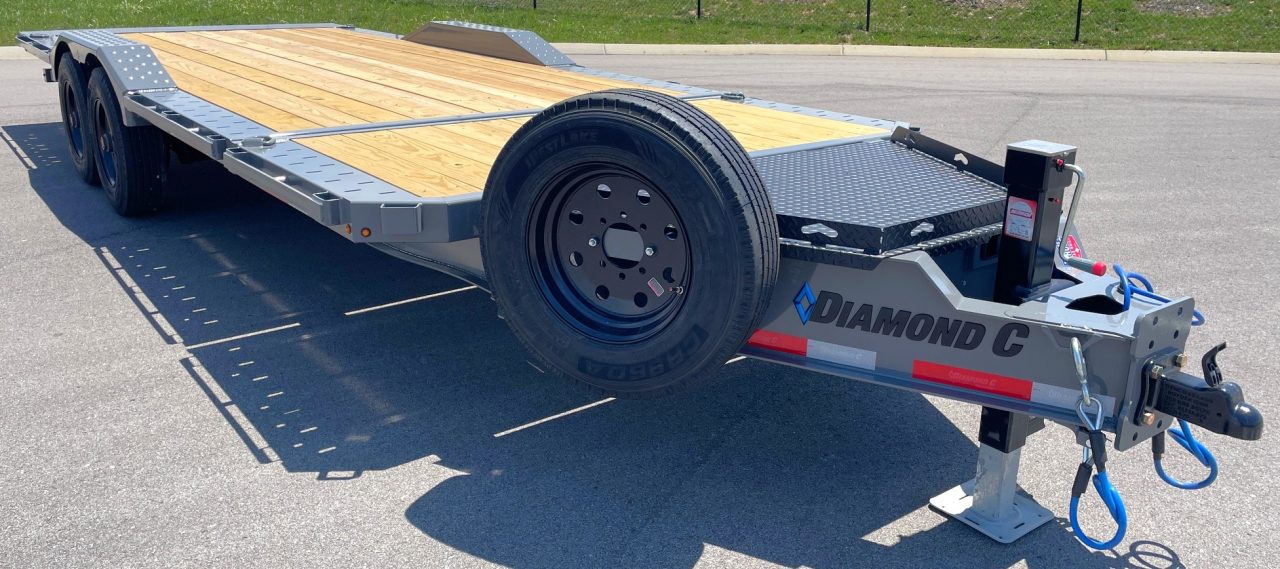 New Diamond C 22' HXD-210 Gravity Tilt Equipment Trailer 102" Wide: 23,000 GVWR, Drive Over Fenders, Spare