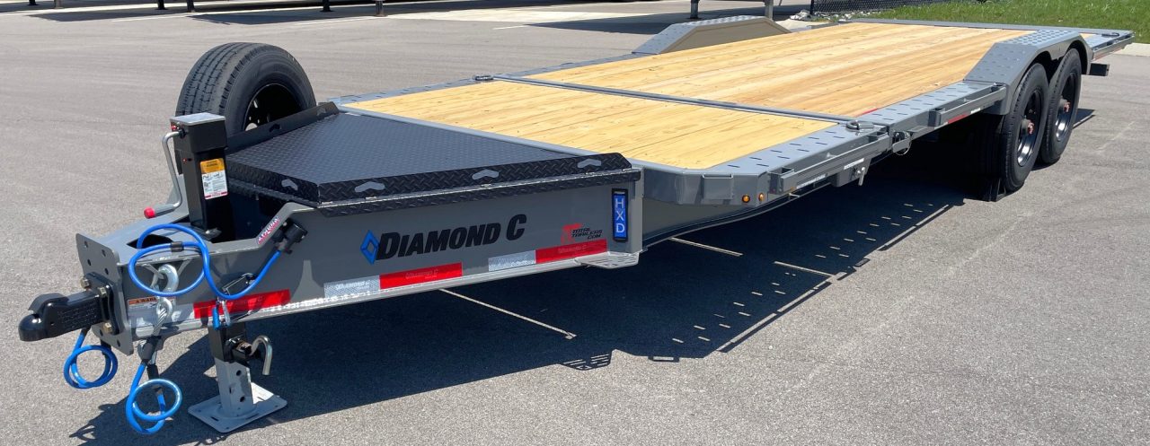 New Diamond C 22' HXD-210 Gravity Tilt Equipment Trailer 102" Wide: 23,000 GVWR, Drive Over Fenders, Spare