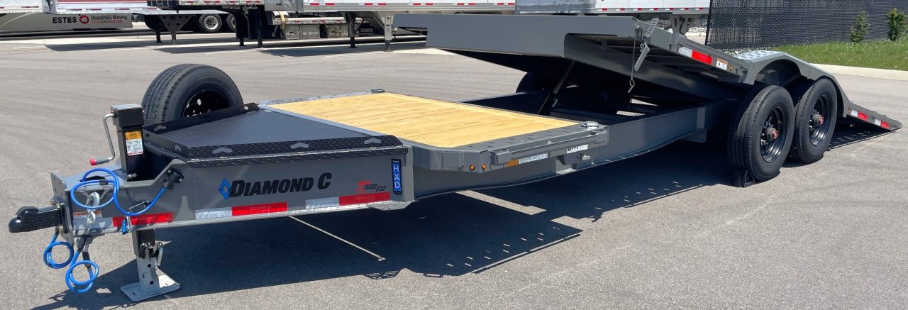 New Diamond C 22' HXD-210 Gravity Tilt Equipment Trailer 102" Wide: 23,000 GVWR, Drive Over Fenders, Spare